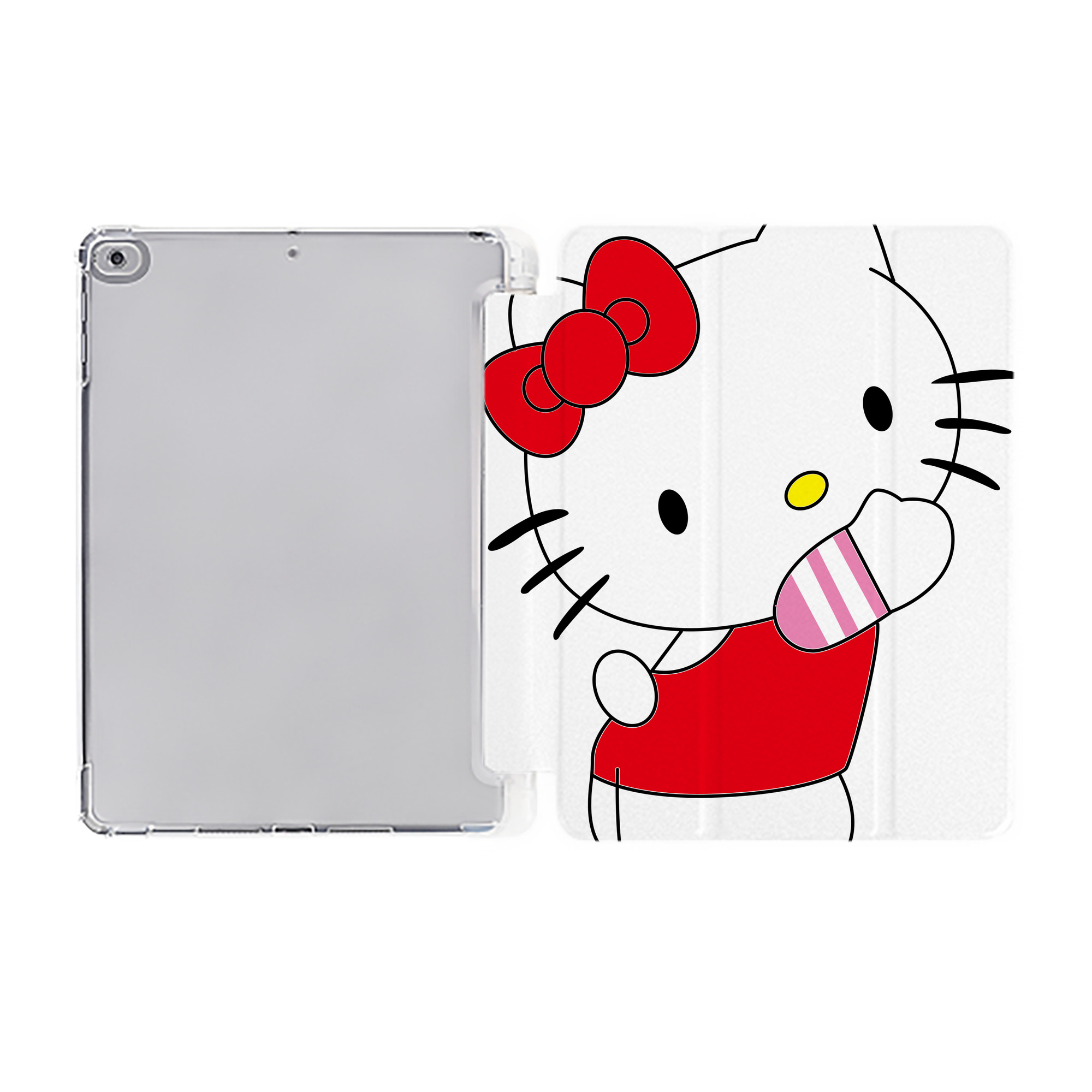 （画像用） Hello Kitty ハローキティ IPad ケース ペン収納付き 三つ折りスタンド PUレザー×シリコン 対応機種9.5/10.5/10.9インチ